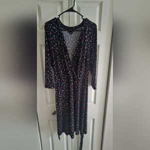 Torrid Faux Black Wrap Dress with Polka Dots